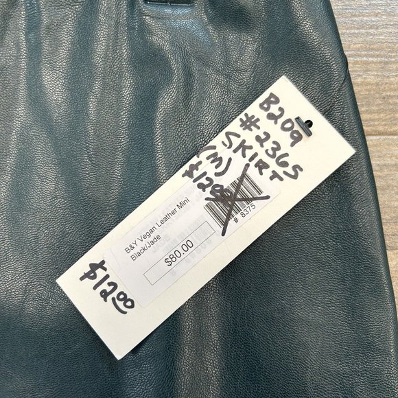 BISHOP + YOUNG Anthropologie VEGAN LEATHER Mini Skirt Black/Jade NWT - Picture 8 of 10